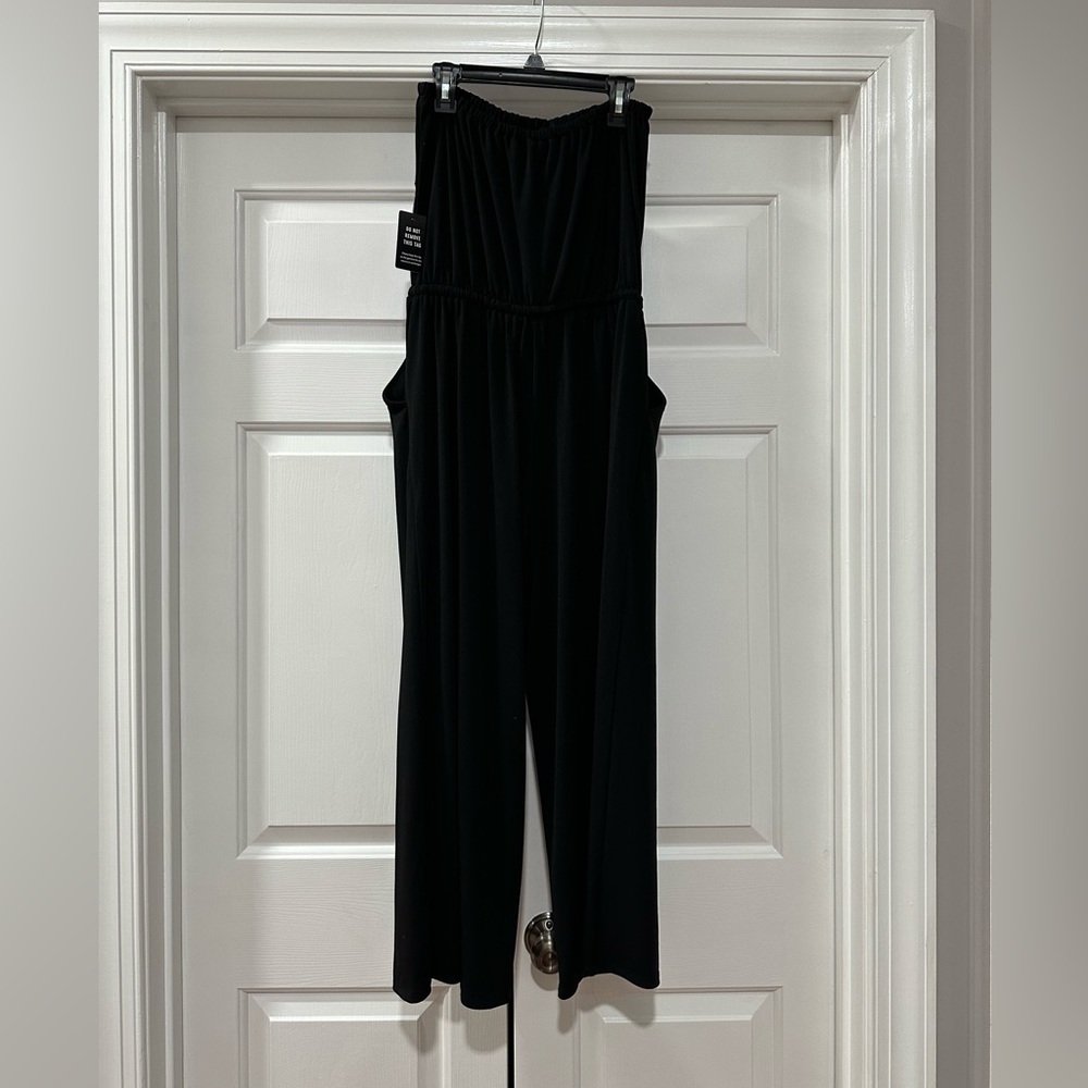 Strapless crop jumpsuit.  Black.